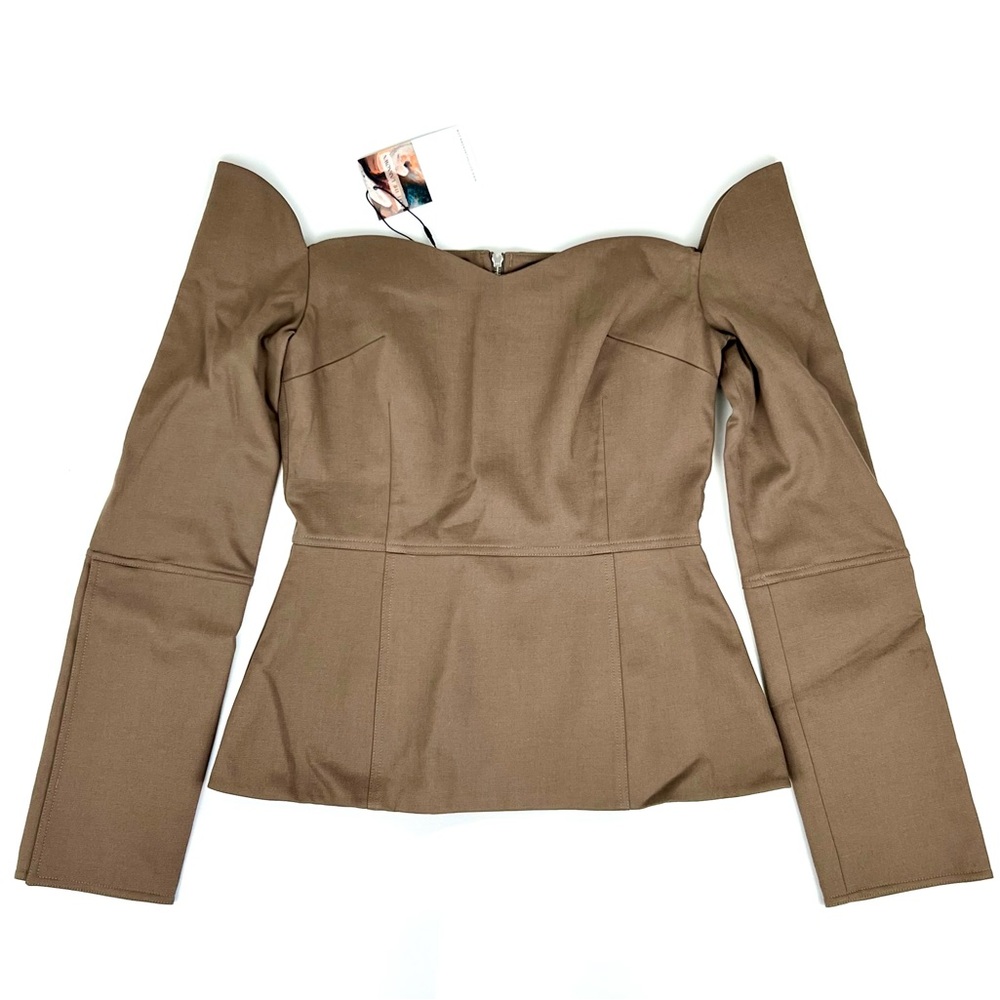 MyBestFriends - Taupe Off The Shoulder Top w/Zipper